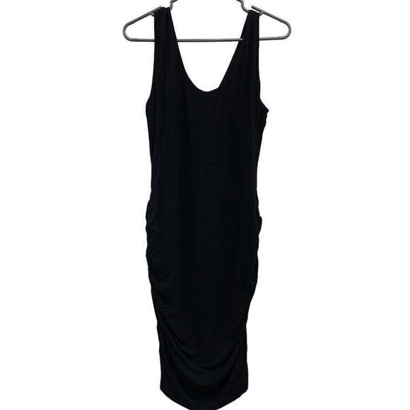 Stork & Babe Womens Black Ruched V Neck Sleeveless Maternity Dress Size M - Picture 2 of 8